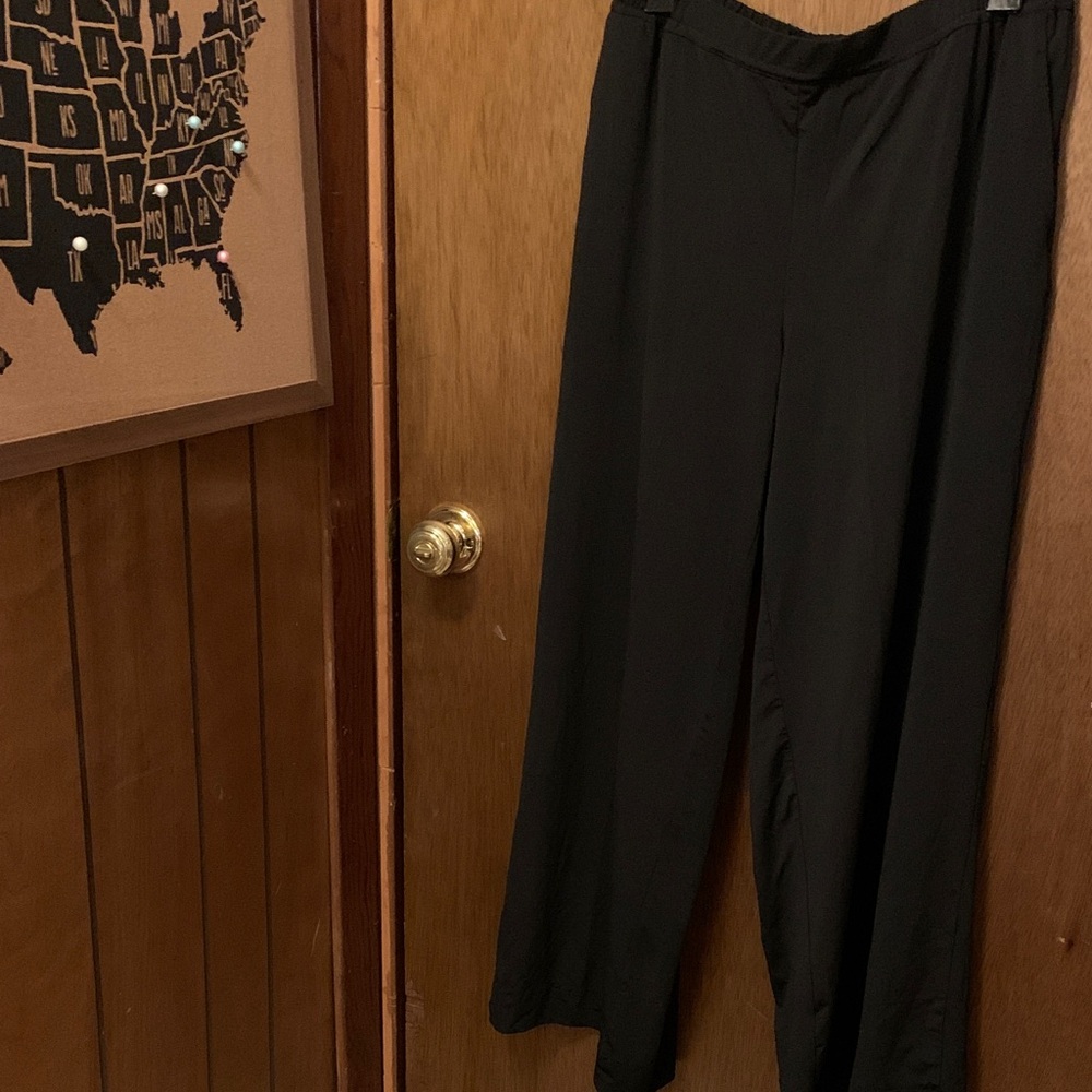 Bob Mackie Black Elastic-Waist Wide Leg Pants NWT Size M